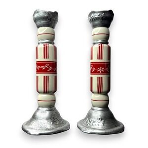 April Cornell Handcrafted For Silvestri Candle Holder Holiday Christmas Set 9"